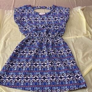Blue Geometric Print Sleeveless Summer Dress size XS